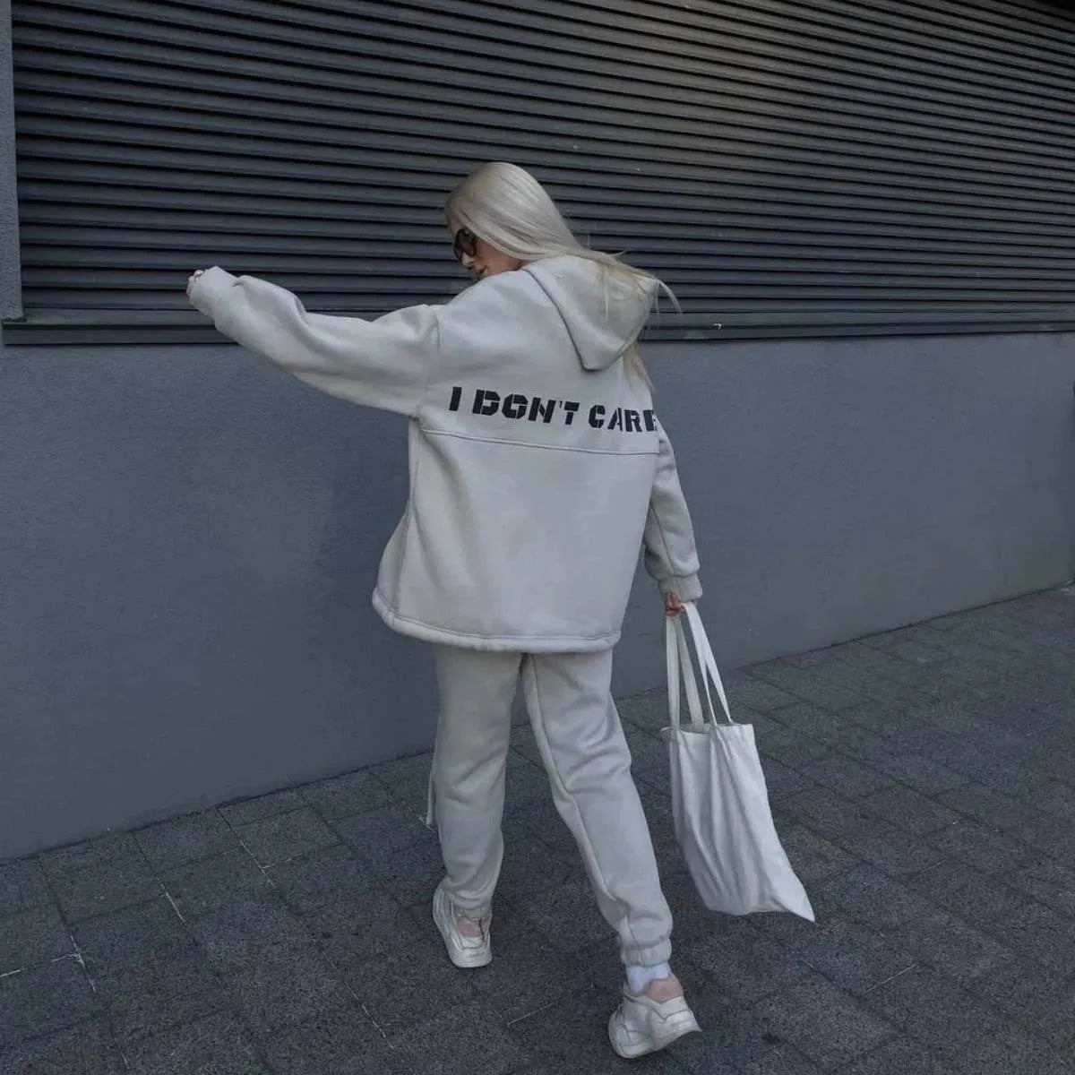 Two Piece Drawstring Set Long Sleeved Letter Print Hoodies Loose Sweatshirt Jogging Pants Outfits Autumn Women Sports Hooded