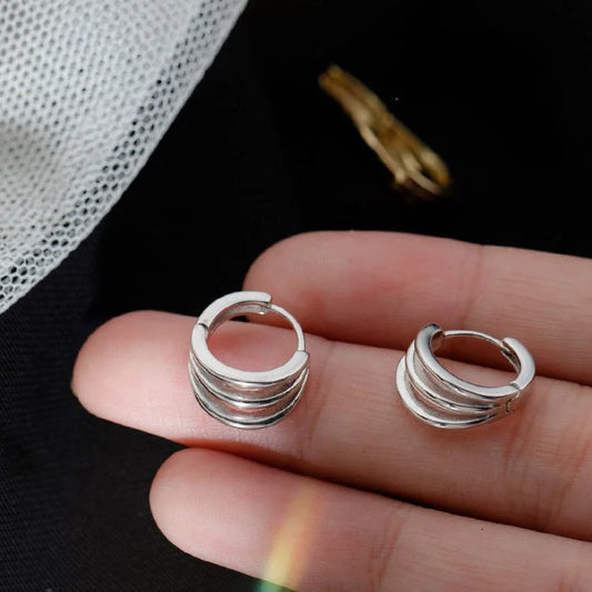 925 Sterling Silver Three layers Earrings Simple Temperament Exquisite Hot Semale Sexy Jewelry Gift