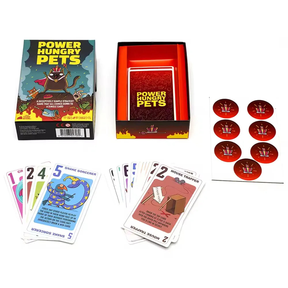 Power Hungry Pets Card Game Board Game Family Party Strategy Cards Games Party Card Challenging Strategy Game