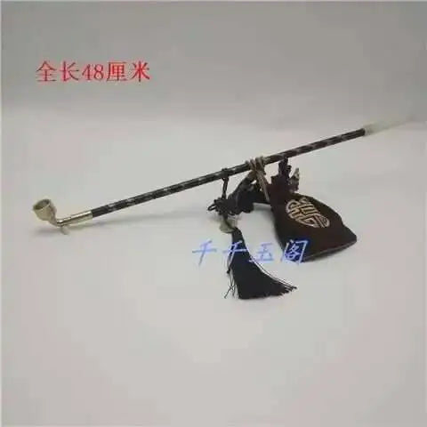 New Long Stem Vintage Tobacco Pipes Agate Cigarette Holder Pipes Smoking With Tobacco Bag Pendant Chinese Girl Accessories