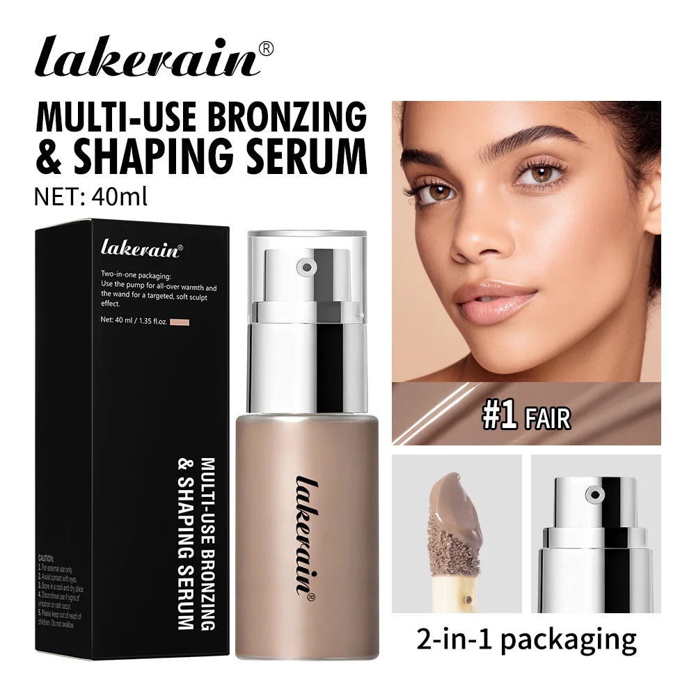 Lakerain Contouring Shaping Serum Long Lasting Nature Bronzing Foundation Deep Moisturizing Brighten Facial Contouring Concealer