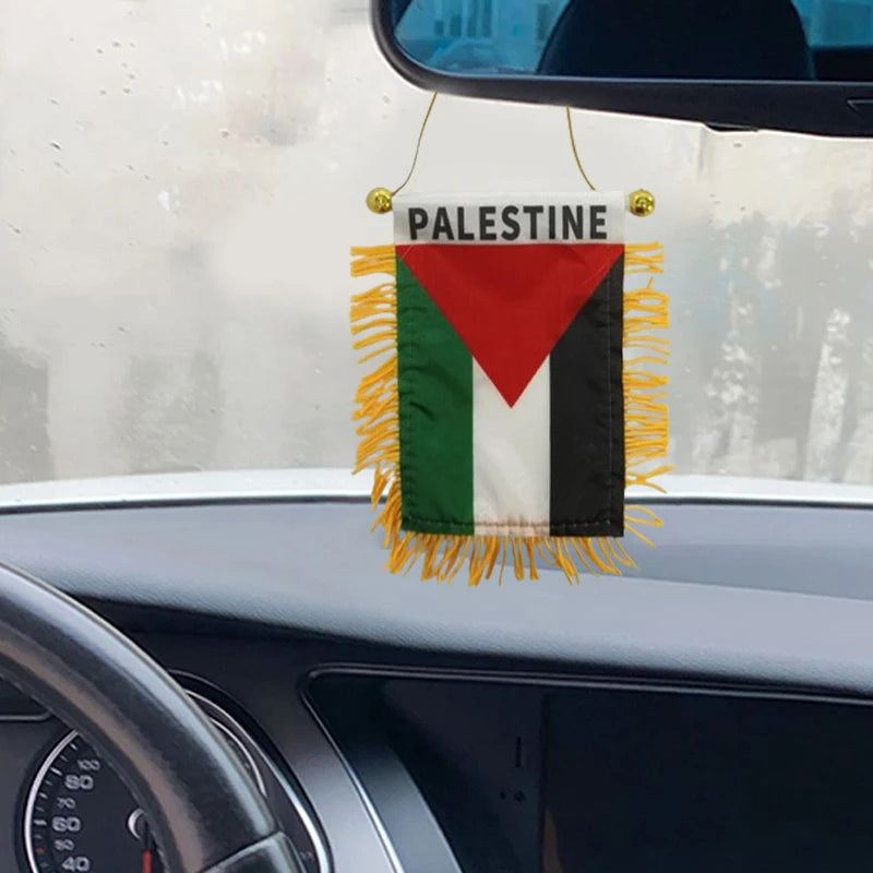 Palestine Small Hanging Flag Double Sided Tassel With Sucking Disc Car Interior Rearview Mirror Decoration Mini Pennant