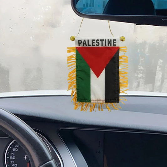 Palestine Small Hanging Flag Double Sided Tassel With Sucking Disc Car Interior Rearview Mirror Decoration Mini Pennant