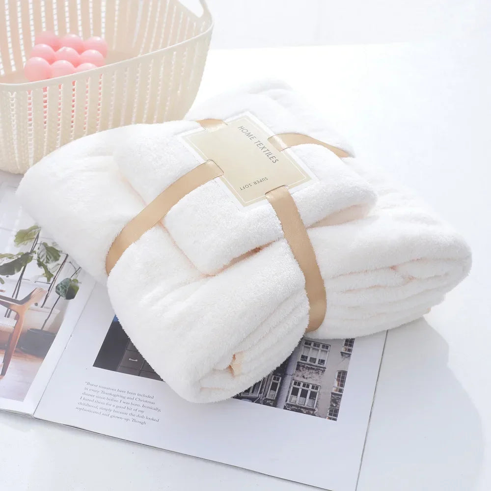 Cotton Bath Towels for Adults, 70x140cm 35x75cm 2pcs, High Absorbent Soft Bath Towel + Face Towels, Luxury Super Large Towel Set