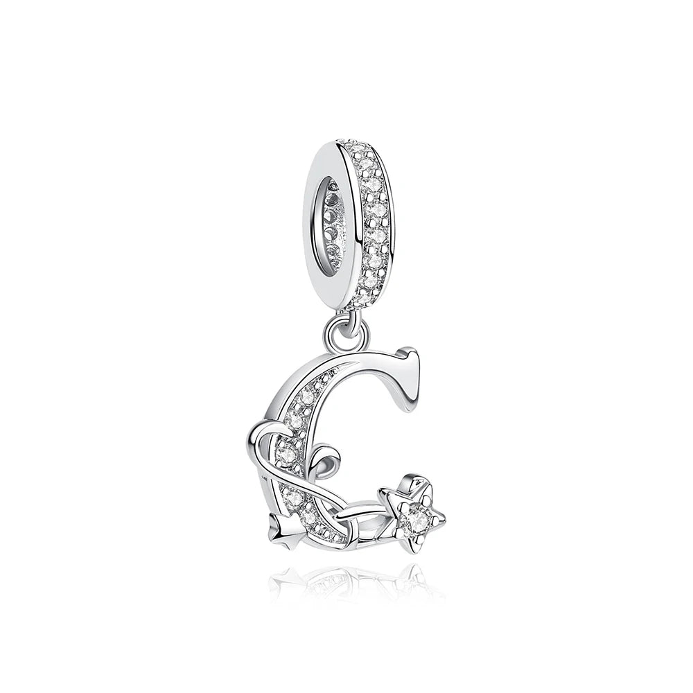 925 Sterling Silver Charms Original Letter Alphabet A-Z Pendant Beads Fit Brand Bracelets Necklaces Diy Jewelry For Women