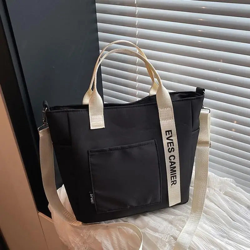 New Casual Tote Large Capacity Shoulder Bag Nylon Waterproof Canvas Handbag Simple Fashion Messenger Bags For Schoolgirl