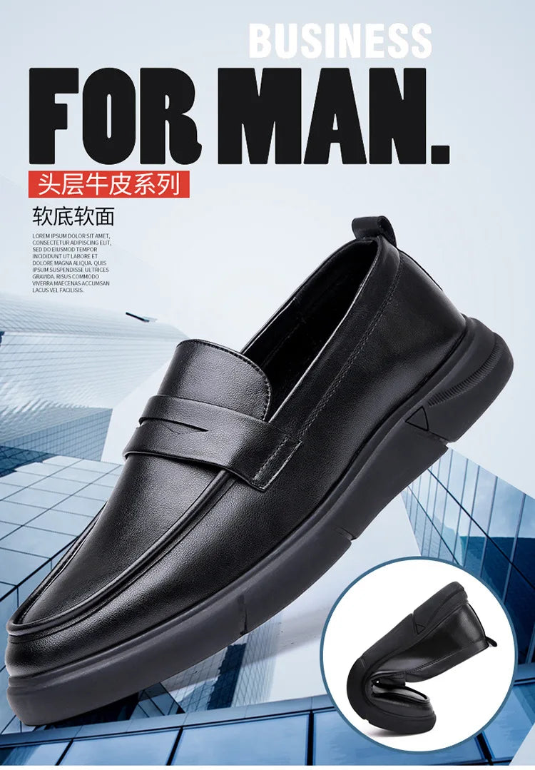 Genuine Leather Men's Business Leather Shoes Soft Soled Comfortable Men's Driving Shoes Loafers