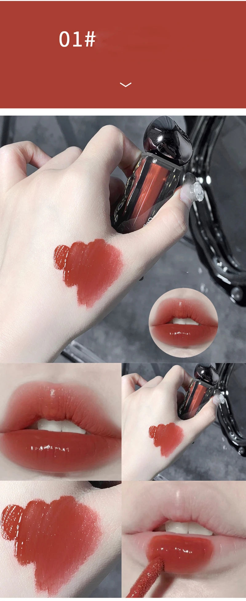 Dark Purple Lip Gloss Water Light Long Lasting Clear Moisturize Mirror Pink Peach Lip Tint Non Stick Cup Liquid Lipstick Makeup