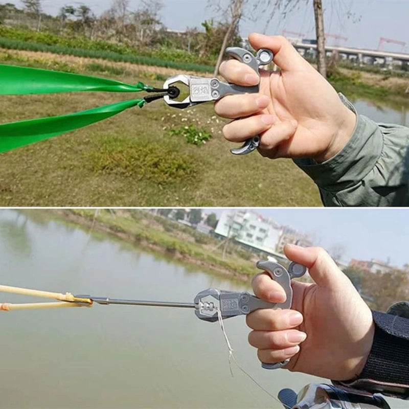 1Pc Stainless Handheld Slingshots Release Device Slingshots Release Grip Fish Darts Catapult Triggers