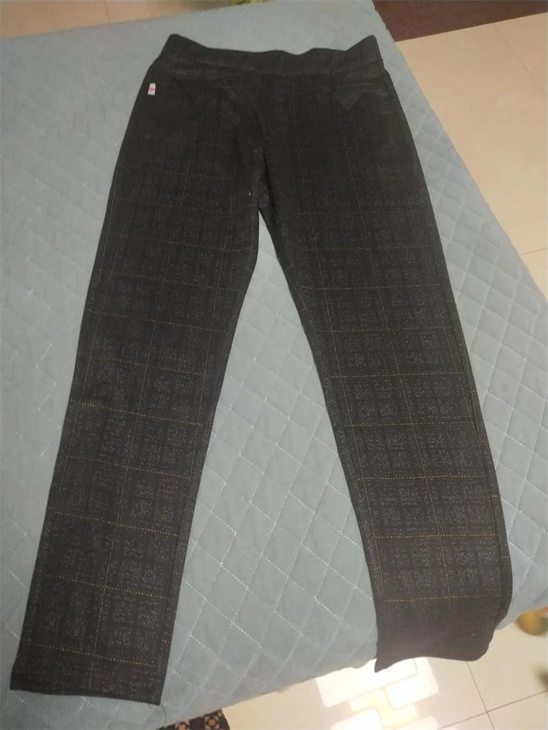 Pants Women2025Autumn Winter New Fleece Thick Middle-Aged Elderly Ladies Casual Trousers Mother High Waist Straight Pants Female