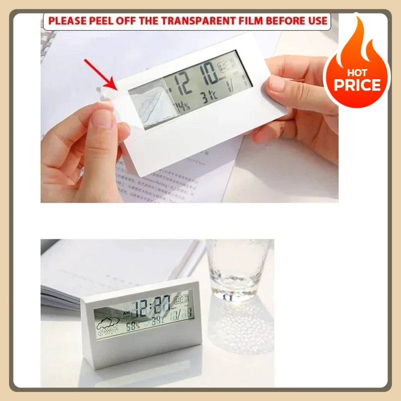 LED Thermometer Thermo-Hygrometer Multifunction Electronic Temperature Humidity Meter Weather Station for Home With Alarm Clock