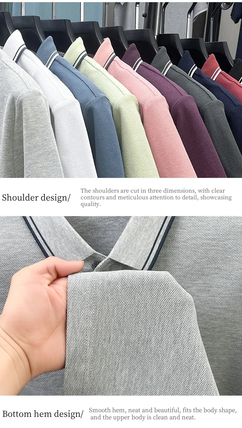 100% pure cotton men's highend brand customized new embroidered short sleeve polo shirt summer casual comfortable breathable top