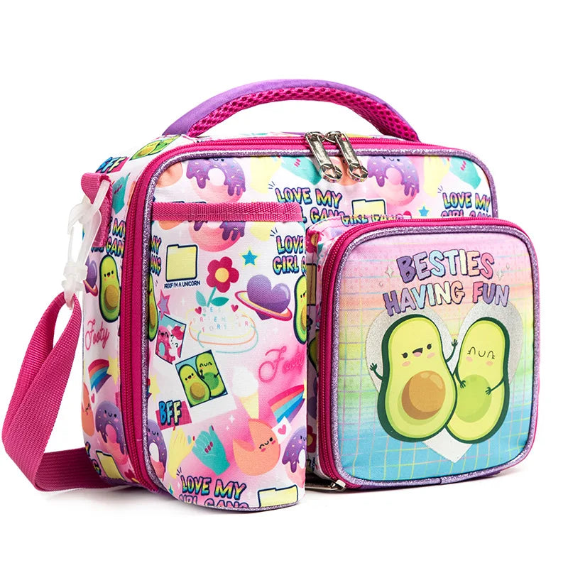 Primary School Lunch Bags for Children Complete Kit Handbags for Boys Lunch Box With Bottle Pockets Lunch Accesorios for Kids