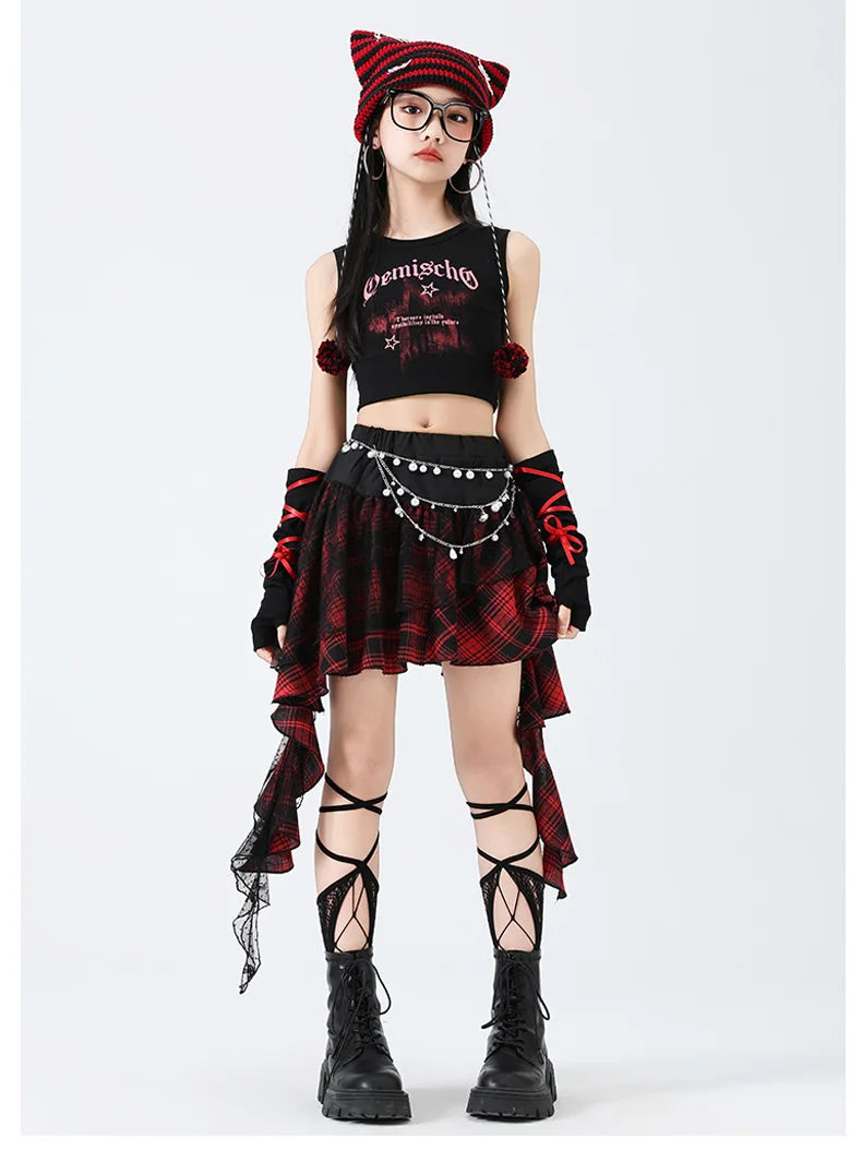 Hip Hop Sweet Girls Crop Top Street Dance Sweat Pants Jazz Girl Group Clothes Sets Kids K-pop Costumes Children Teens Streetwear