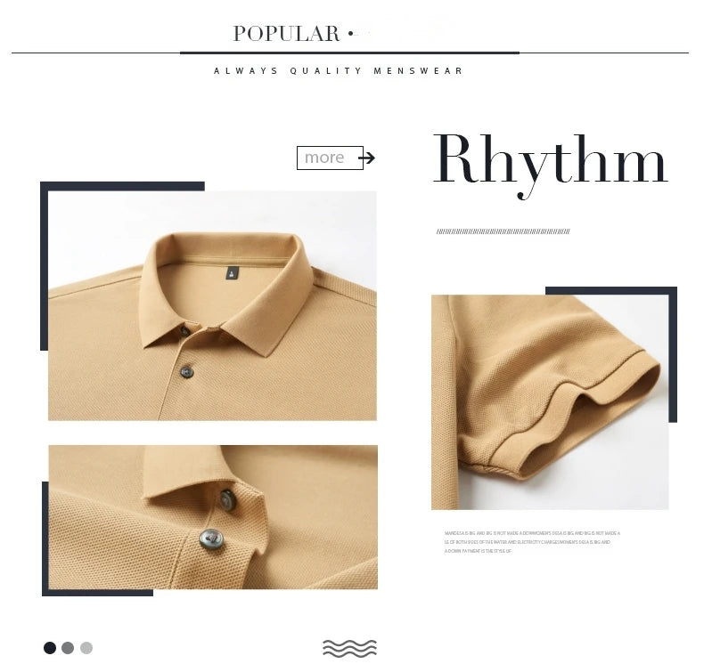 100% pure cotton men's new short-sleeved summer fashion Polo shirt, high-quality luxury premium T-shirt, business casual top