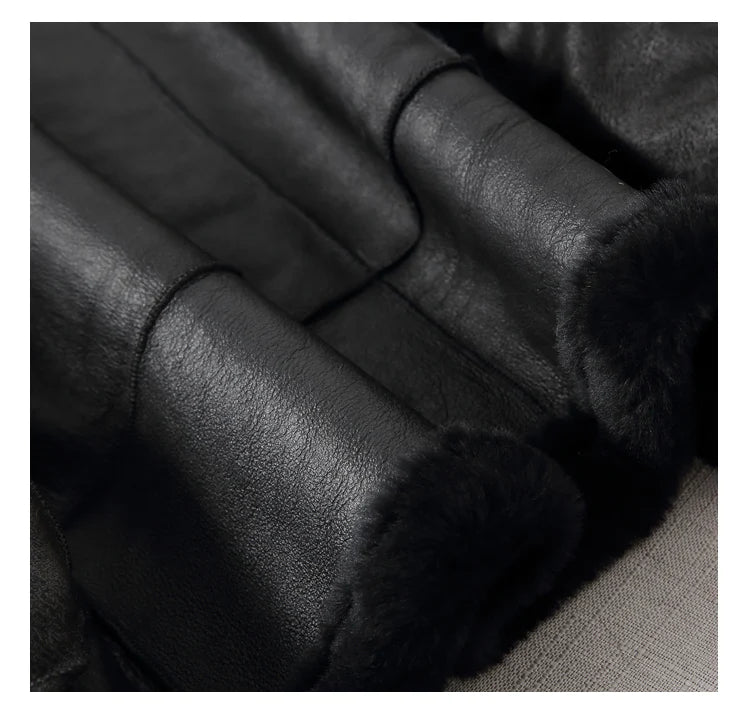 Sheepskin Coat For Women Winter Merino Fur Real Sheep Fur Jacket With Real Mink Fur Sleeve Motorcyle Female Winter Clothings