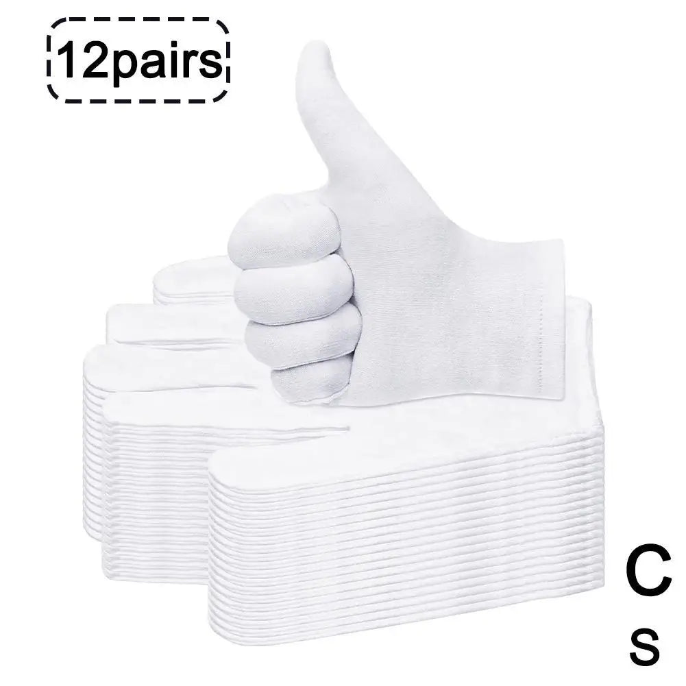 12 Pairs Cotton Gardening Gloves Wear-Resistant Ventilate Work Protection Antiskid Comfortable White Gloves Natural And Soft