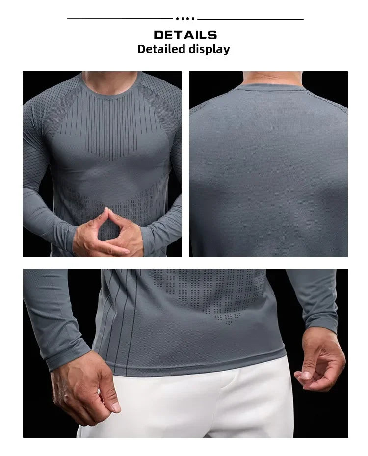 Men Athletic Running Shirt Elastic Training T-shirt Gym Fitness Workout Tight Outdoor Jogging Sweatshirt
