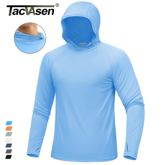 TACVASEN UPF 50+ Hooded T-Shirts Mens Quick Dry UV Block Sun Shirts Lightweight Hoodie Shirt Running Fishing Performance Tops