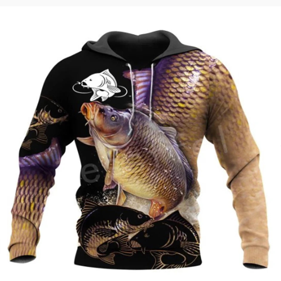 2023 Fashion Men Hoodie Cool Carp Fishing 3D Printed Harajuku Sweatshirt Unisex Casual Pullover hoodies sudadera hombre