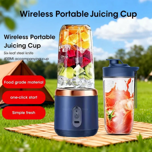 40W Portable Blender Cup with Sharp Blades 1500mAh Battery Double Cups Juicer for Smoothie Juice Shakes Travel Picnic Home Use