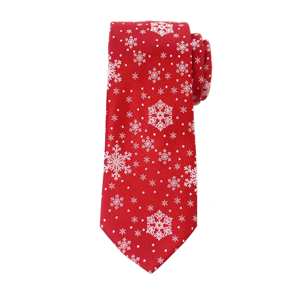 Silk Men Tie for Christmas Necktie Xmas Festival 8cm Red Green Blue Snow Santa Reindeer Jacquard Woven Tie For Men Christmas Gif