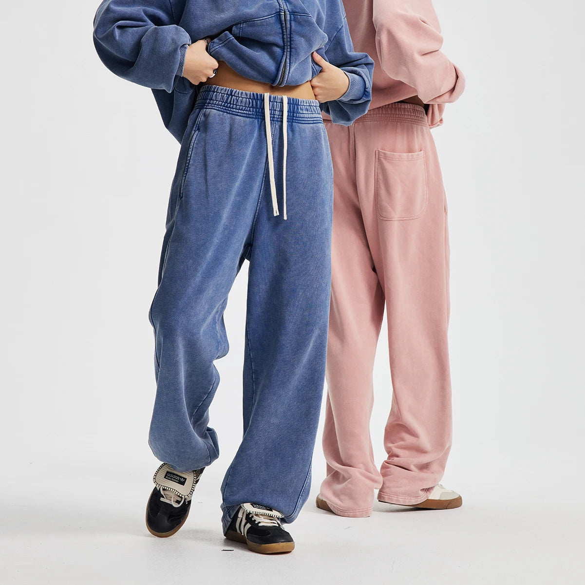 Retro Wax Printing Acid Washed Sweat Pants Distressed Personalized 100% Cotton Mens Sweatpants Athletic Drawstring Jogger Pants