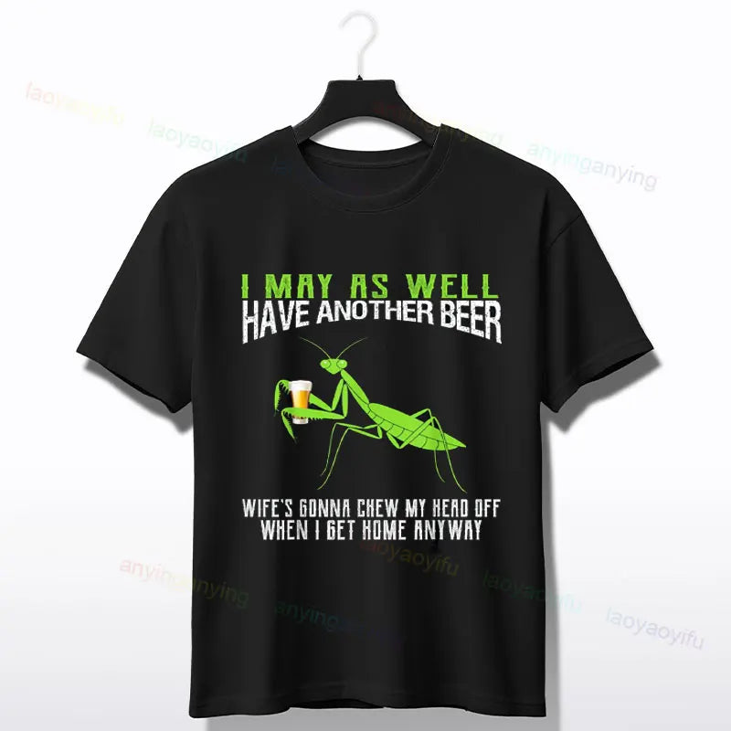 Praying Mantis Insects Bug Love Praying Mantis- Retro T-Shirt 100% Cotton Short Sleeve O-neck Tee Humor Style Design Casual Wear