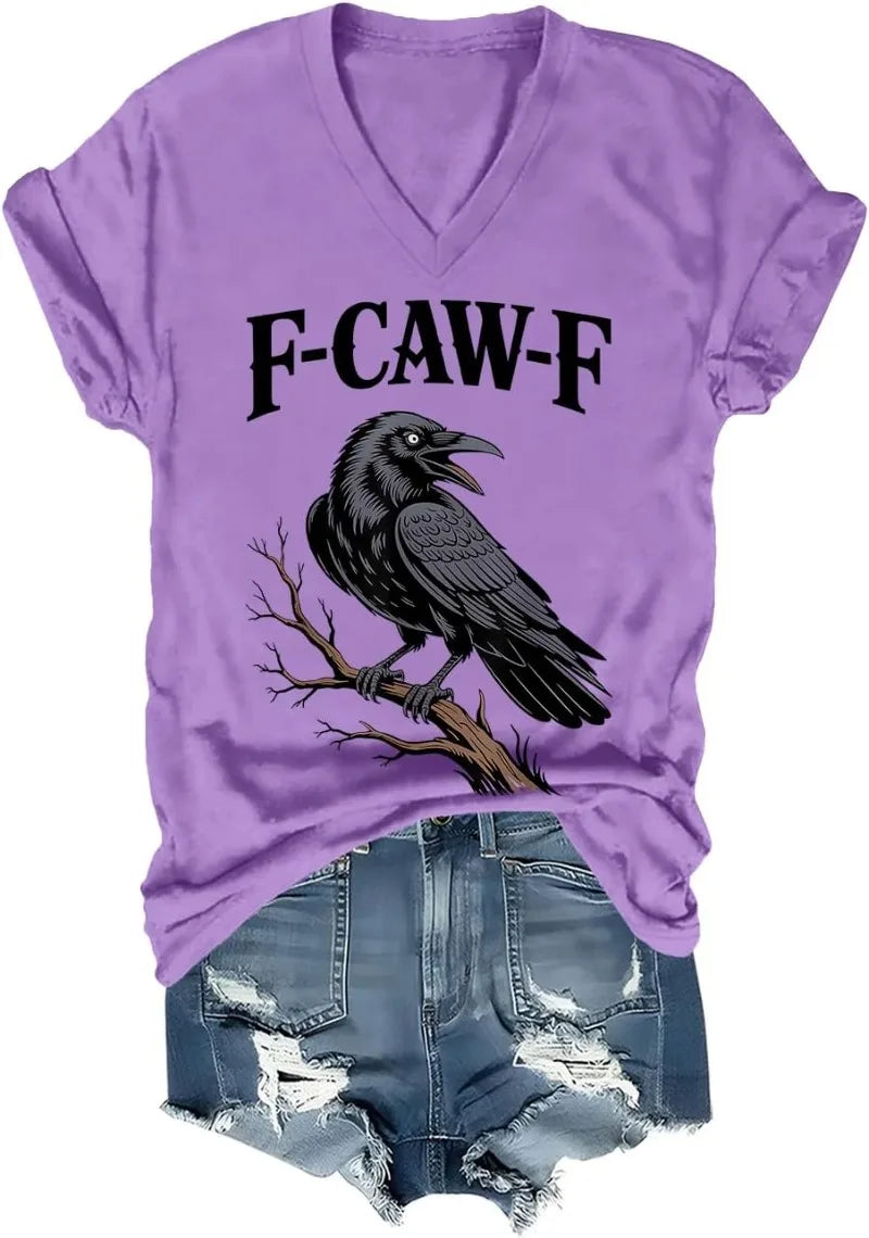 F Caw F T Shirt Women Men Fcawf Crow Graphic Tee F-Caw-F Crow Shirt Graphic T Shirts Women Clothes