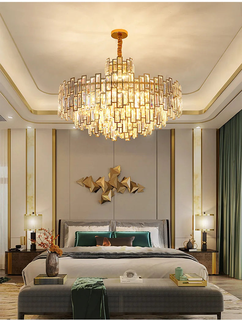 Luxury Crystal Chandelier Ceiling Light Fixture Dining Table Light Led Lighting Lamps Living Rooms Żyrandol Pendant Ceiling Lamp