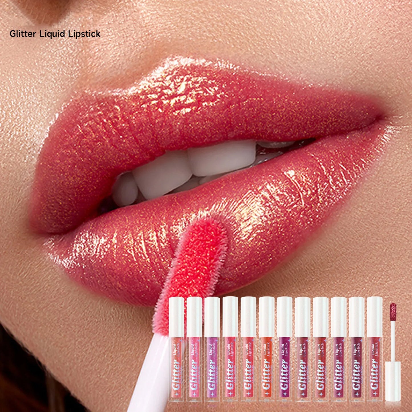 1PC Sexy Color Glitter Lipstick Flash Lasting Easy Color Diamond Lip Tint Shiny Metallic Lip Makeup Gifts for Women Cosmetics