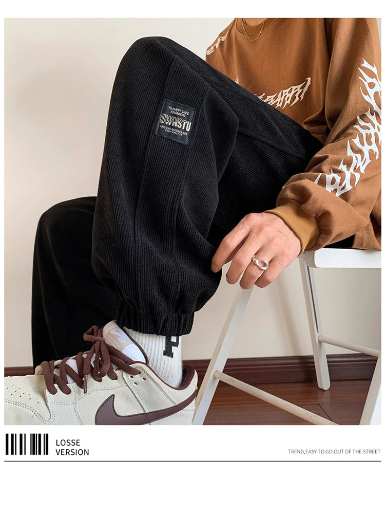 2025 New Men's Corduroy Casual Pants Autumn Winter Wear Resistant Dirt Proof Loose Fit Sport Style Trousers for Working