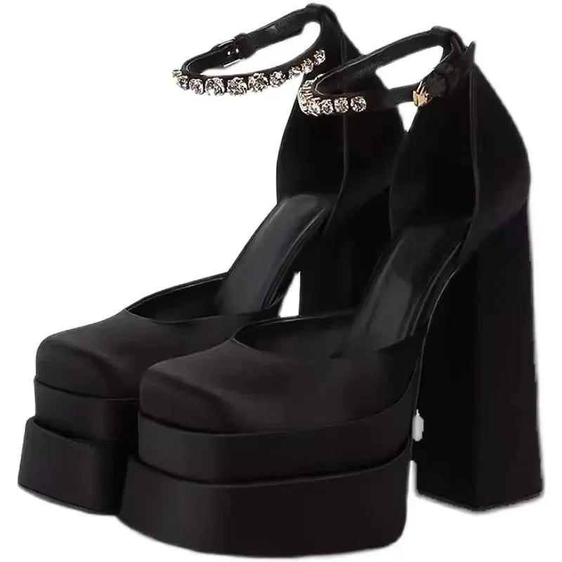 Women's Wedding Shoes Sexy Thick High Heels  Sole Black White Dress Party Wedding  Luxury Shoes  Zapatos De Mujer