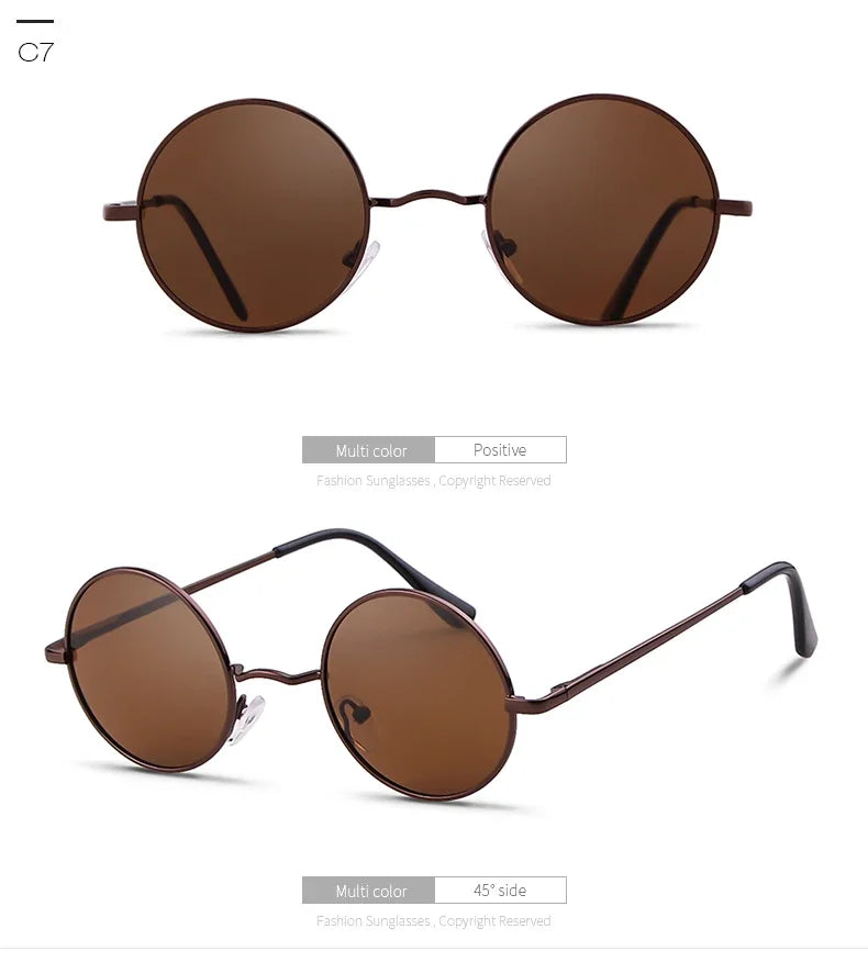 Trendy Round Polarized Sunglasses High Quality Brand Design Vintage Party Men Circle Small Frame Women Yellow Shades Sun Glasses