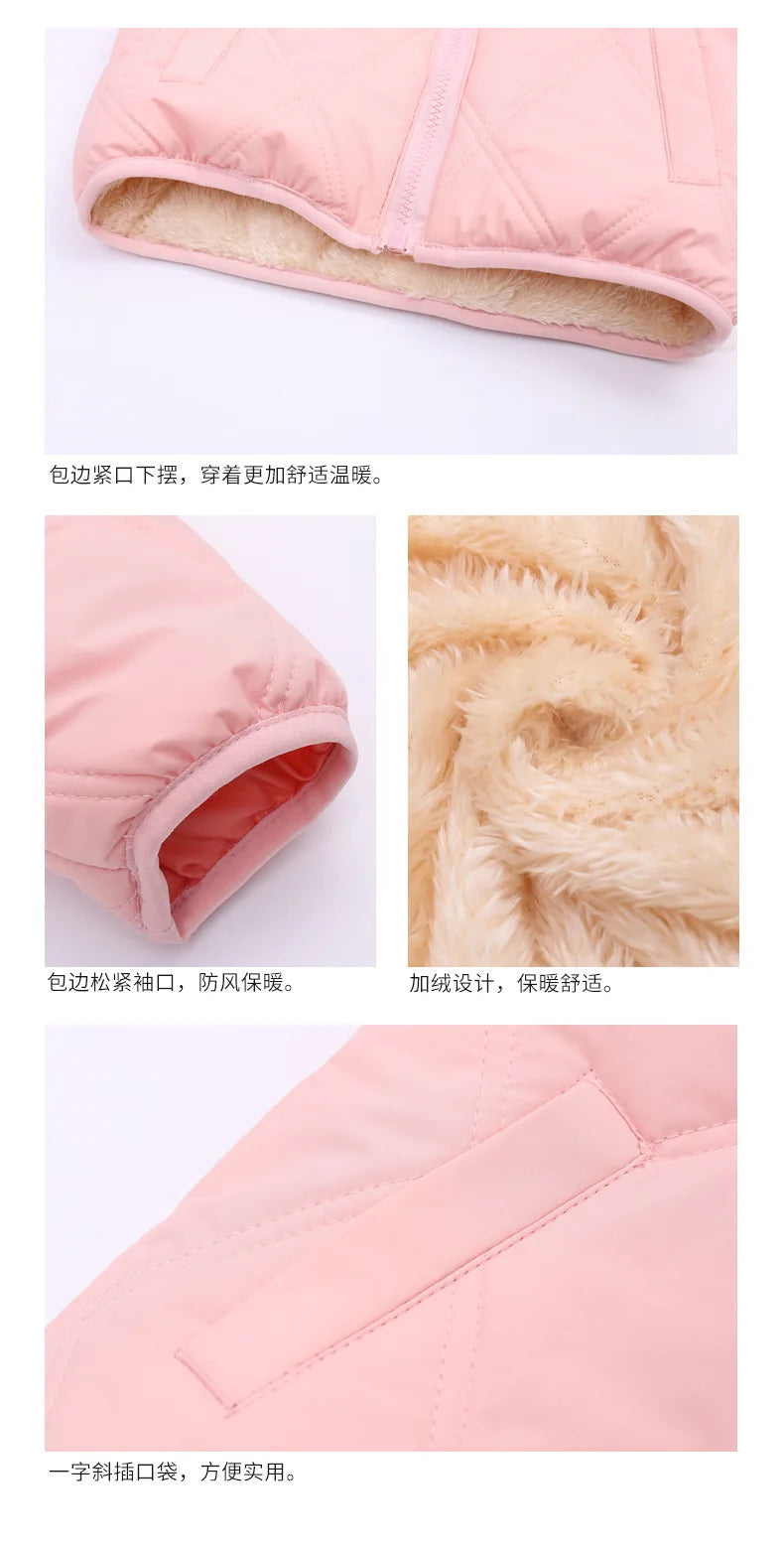 Winter Baby Kids Jacket For Girls Coats Lamb Wool Plus Velvet Thick Coats Toddler Children Outwear 1-6 Year Boys Cotton Jackets