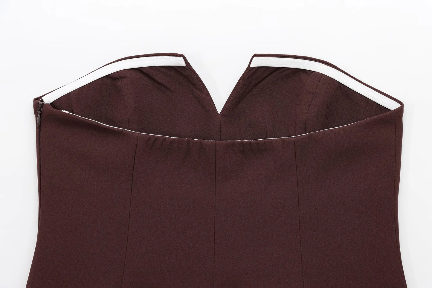KONDALA-Women Elegant Chocolate Skirt Set Tube Top + Elastic Waist Satin Hip Skirt New 2025 Spring Summer Slim Mocha Mousse Set