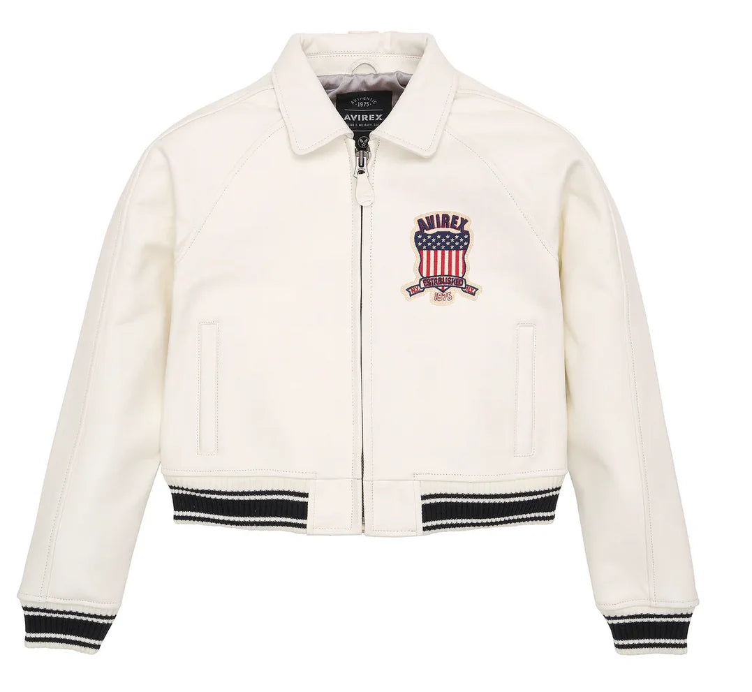 Avirex Spring 2024 New Listing Bomber Flight Suit Jacket 100% European Antique Sheepskin Classic Women's Pink Leather coat tops