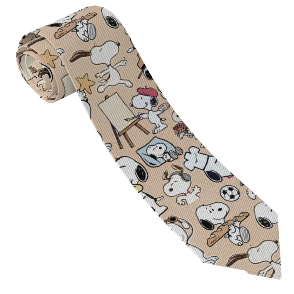 Snoopys & Woodstock Smile Giggle Laugh Neckties Silk 8 cm Neck Tie for Mens Shirt Accessories Cravat Wedding Accessories Office