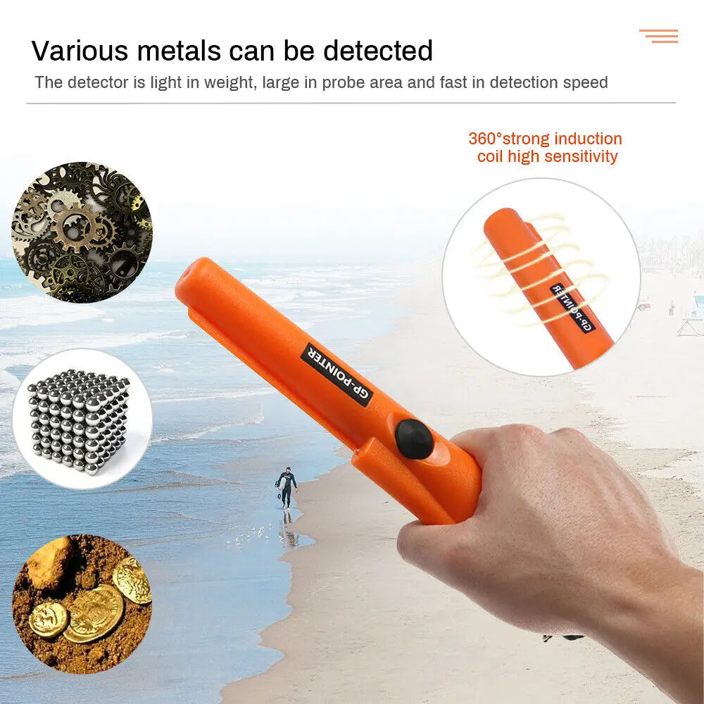 Metal Detector Outdoor Adventure Handheld Metal Detector Pinpointer Finder Waterproof 360° Side Scan Metal Detector Rod
