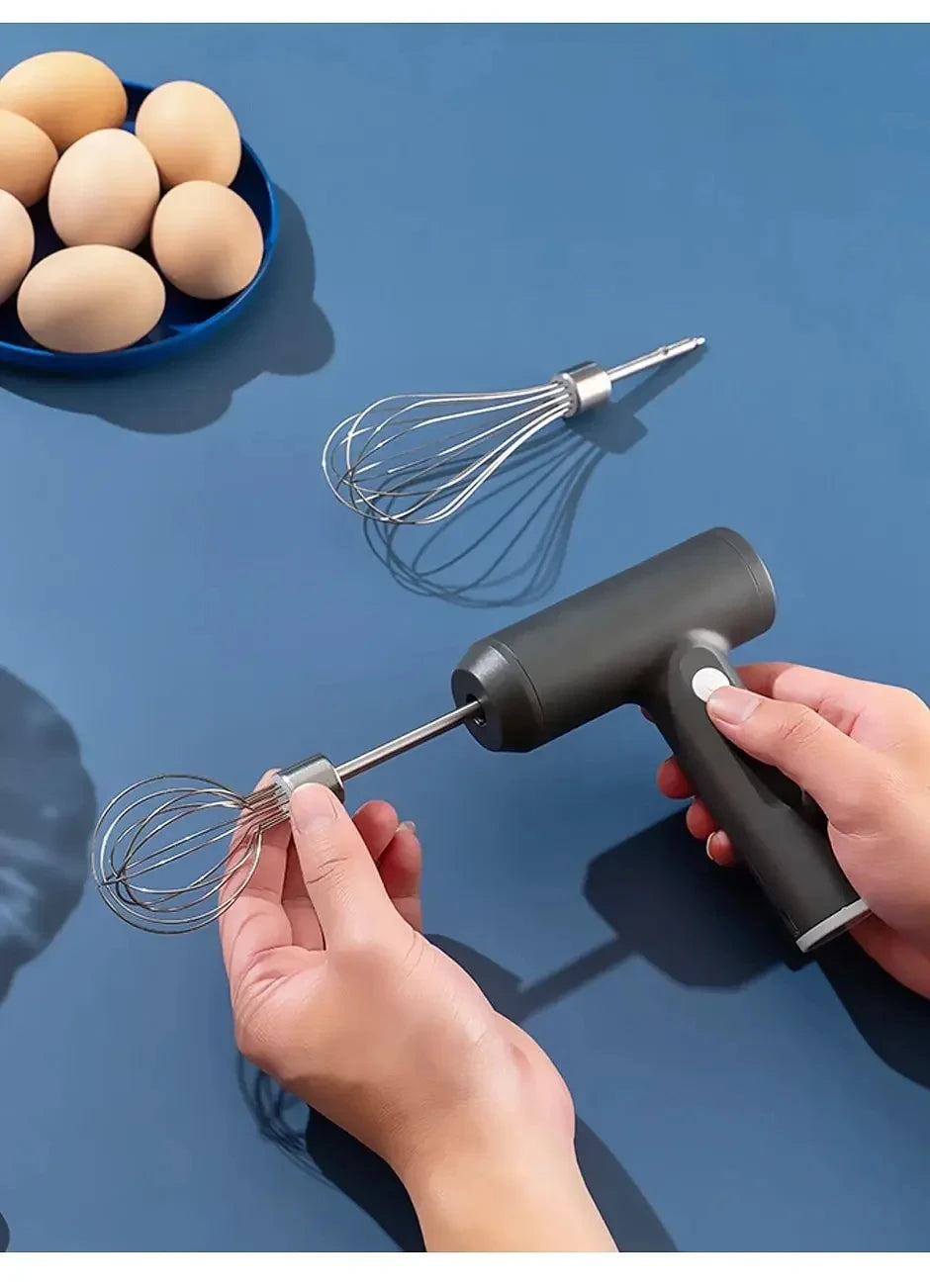 Cordless Hand Mixer One Touch Off Handheld Electric Whisk with 3 Speed Modes Hand Held Egg Beater with 2 Detachable Stir Whisks