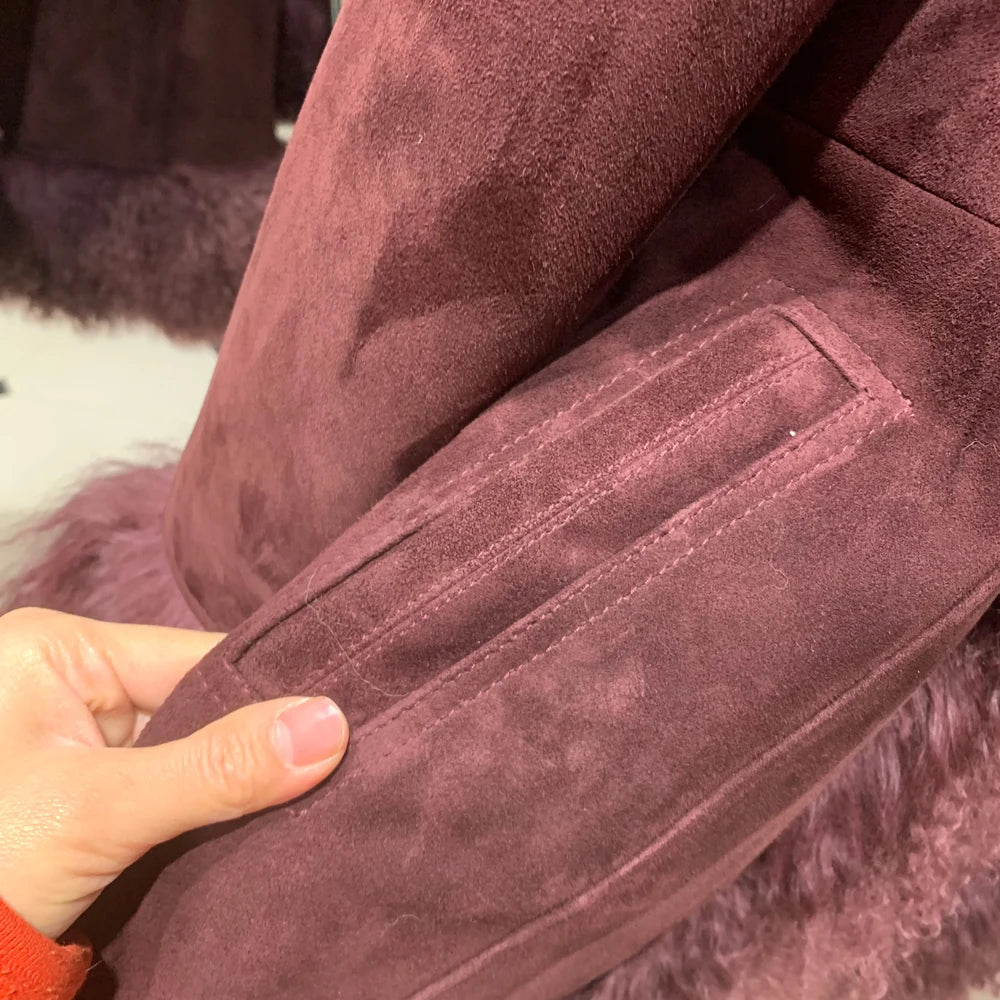 GO BALLISTIC YA Mongolia Sheep Fur Coat Women Real Leather Jacket Genuine Leather Coat