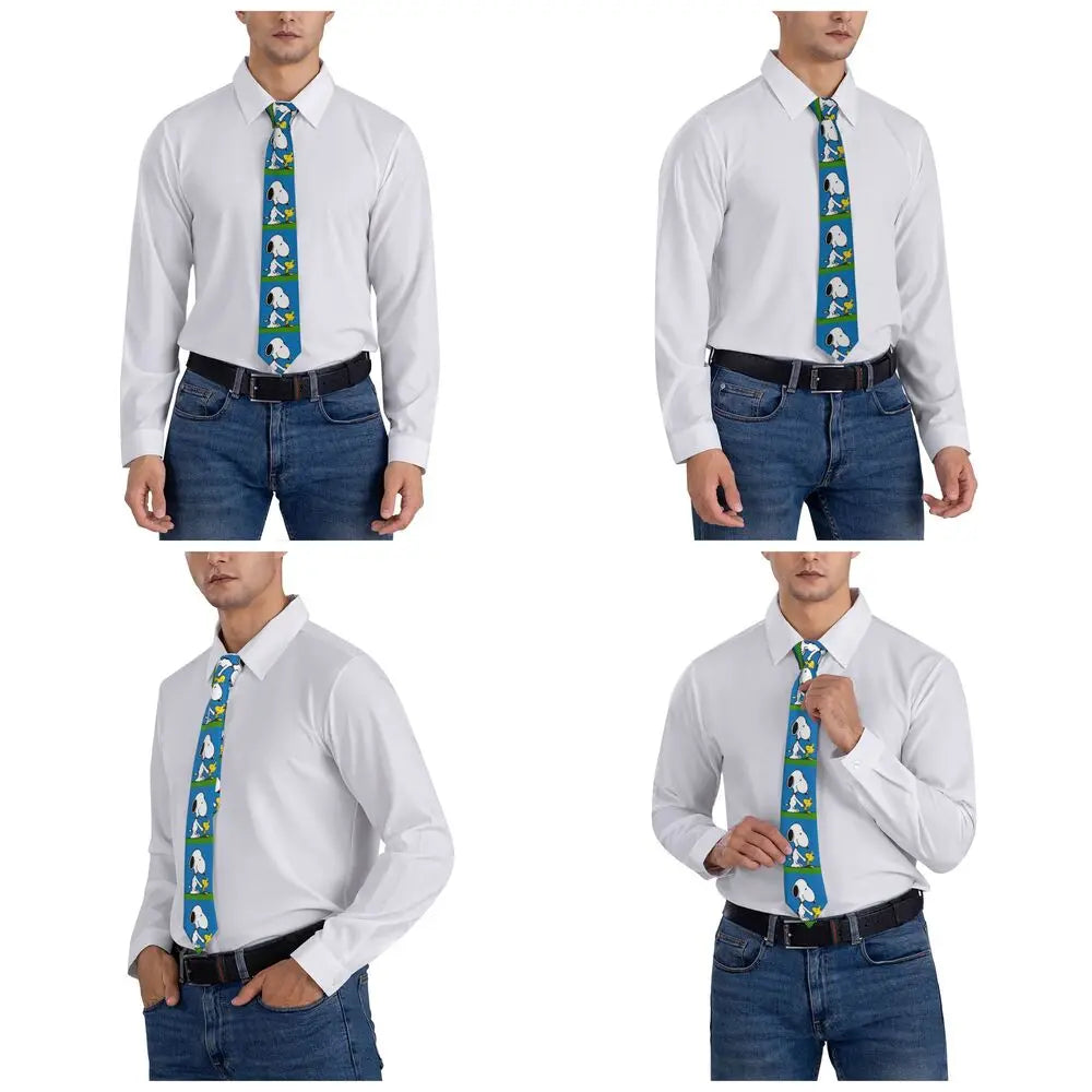 Personalized Fashion S-Snoopys Neckties Men Silk Cartoon Office Neck Tie