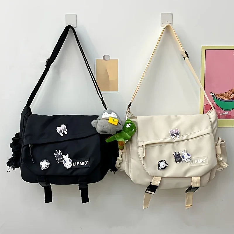 Return To School Nylon Shoulder Bag, Large Capacity Crossbody Bags for Teen Girls Men Harajuku Messenger Bag Student School Bags
