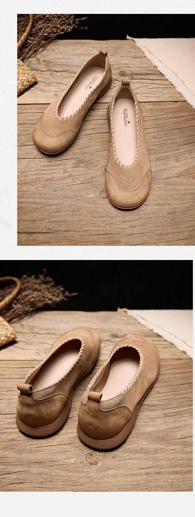 Women's Flat Shoes - 2026 New Style Leather Casual Fashion Single Shoes - Women's Wide-Toe Comfortable Mom Shoes Loafers Women