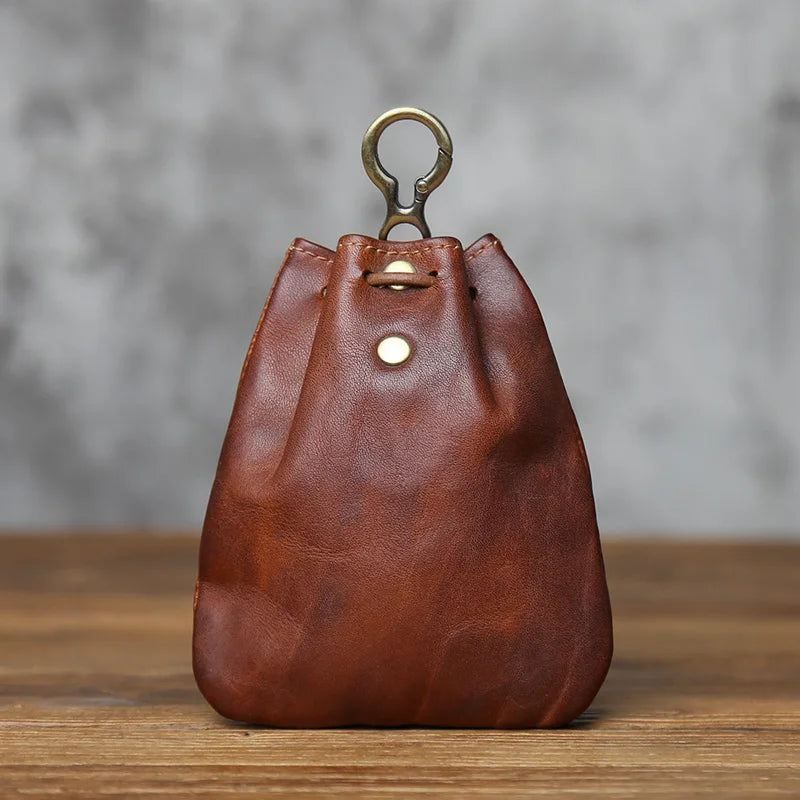 Genuine Leather Key Bag  First-layer Cowhide Coin Purse Simple Waist Bag Creative Lucky Bag Card Bag
