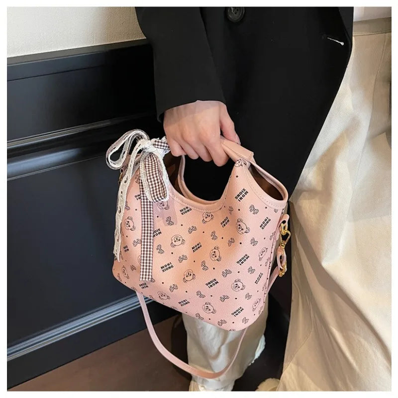 Popular bags for women, new fashionable French printed armpit tote bag, minimalist handbag, diagonal cross bag
