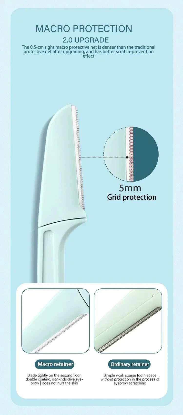 3pc Safe Folding Ladies Face Shaver Eyebrow Trimmer Blade Anti-Scratch Razor Makeup Tools Eyebrow Trimmer Face Razor for Women