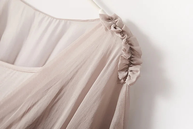 100% Silk Dress New Fashion Summer Dresses For Women 2024 High Quality Casual Dress Women Elegant Midi Dress Vestido Feminino Lq