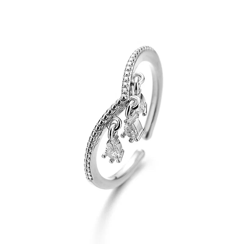925 Sterling Silver Star Crytal Ring for Women Girl Personality Simple Adjustable Exquisite Jewelry Dropshippipng Gift