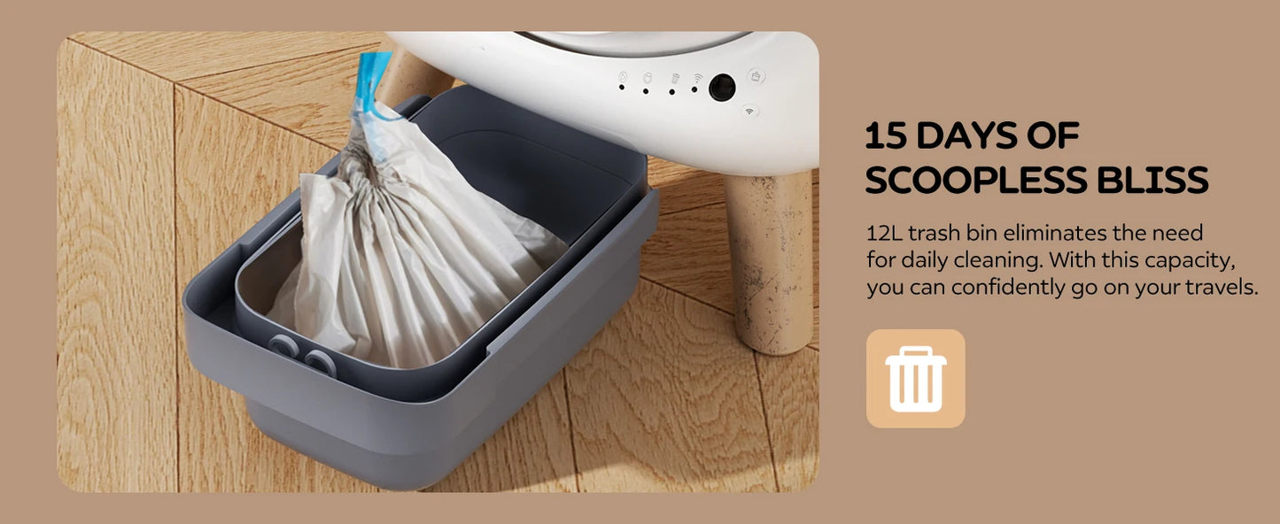 Self Cleaning Litter Box for Multiple Cat Smart Cats Toilet Robot with APP Control Fully Automatic Cleaning Cat Litter Box